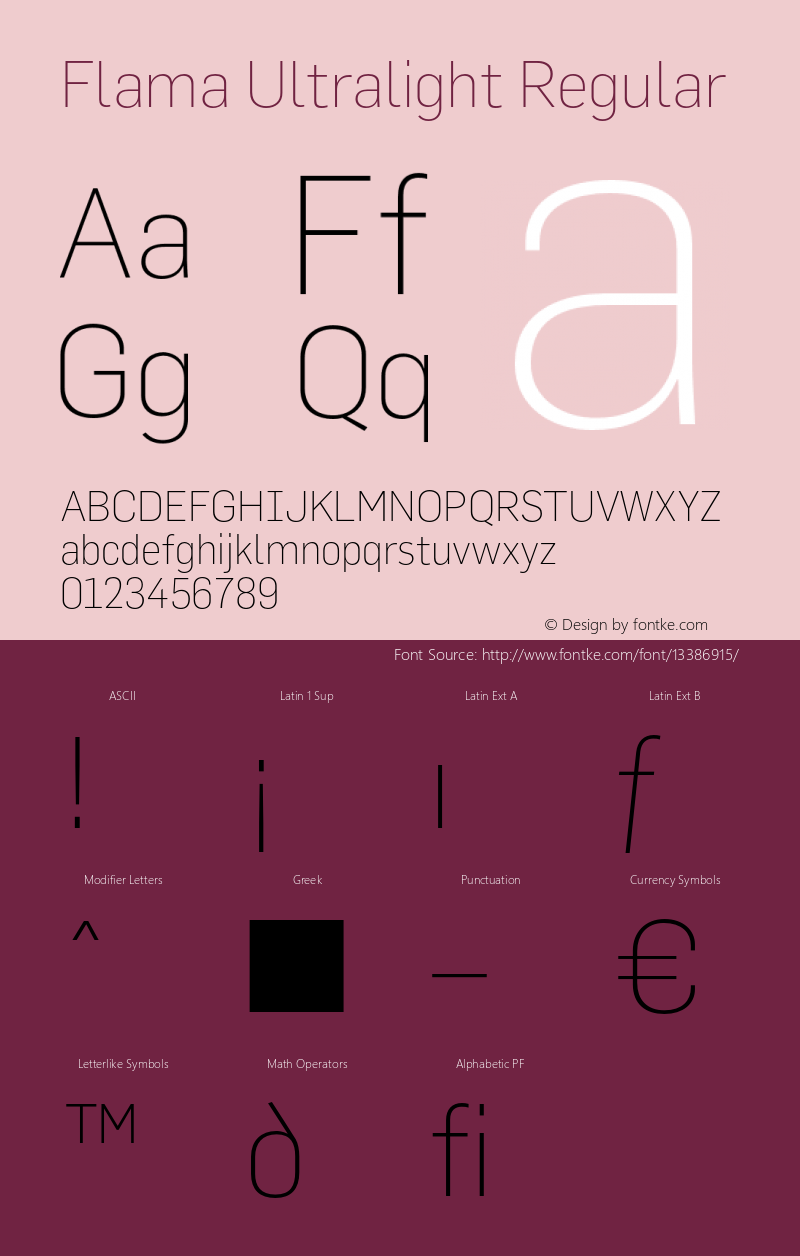 Flama Ultralight Regular 001.000 Font Sample