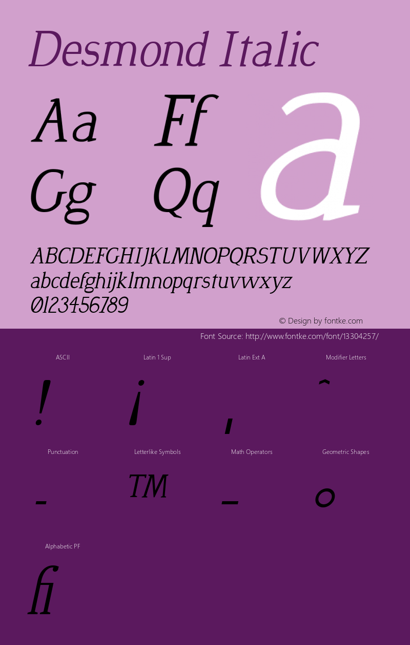 Desmond Italic 001.000 Font Sample