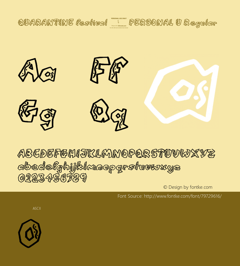 QUARANTINE festival (PERSONAL U Version 1.00;September 22, 2020;FontCreator 12.0.0.2555 64-bit Font Sample