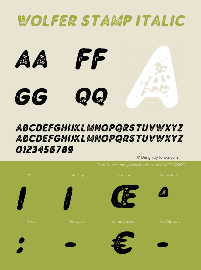 Wolfer Stamp Italic Version 1.00;July 31, 2019;FontCreator 11.5.0.2430 64-bit Font Sample