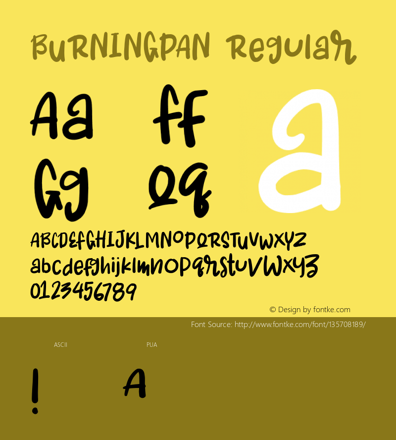 BURNINGPAN Version 001.000 Font Sample