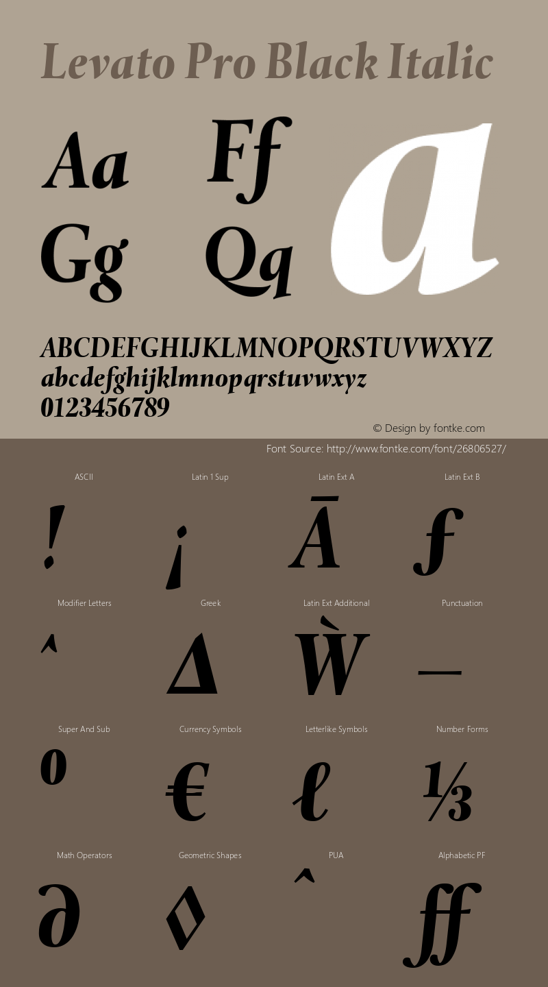 Levato Pro Black Italic Version 1.00 Font Sample