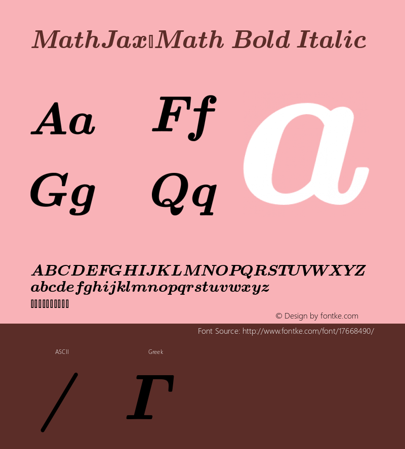 MathJax_Math Bold Italic Version 1.1 Font Sample