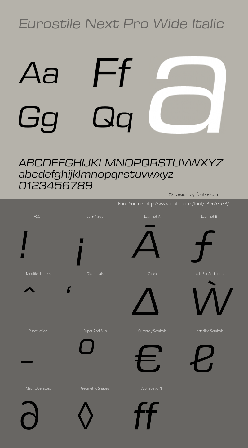 Eurostile Next Pro Wide Italic Version 1.00图片样张