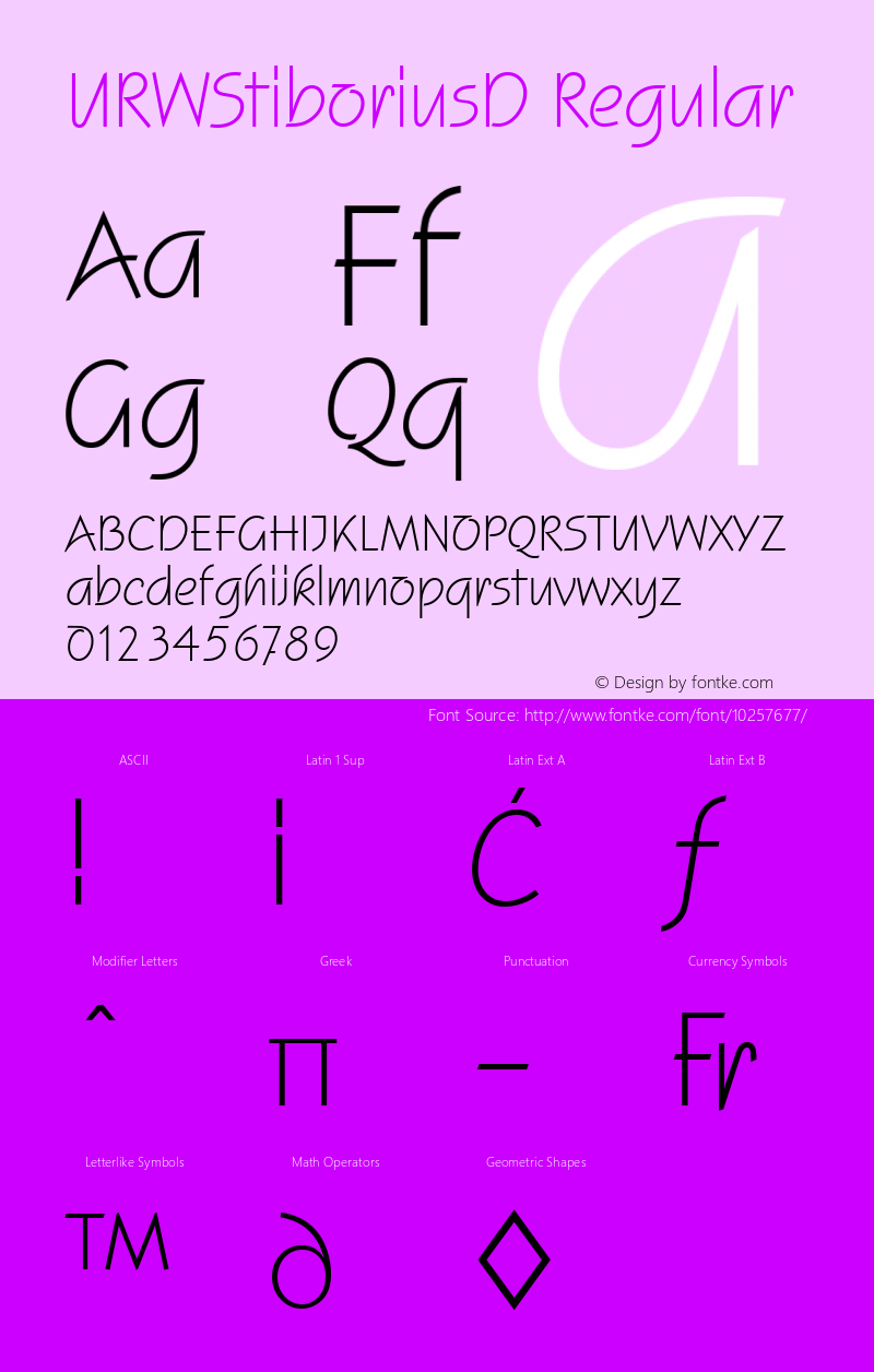 URWStiboriusD Regular Version 001.005 Font Sample