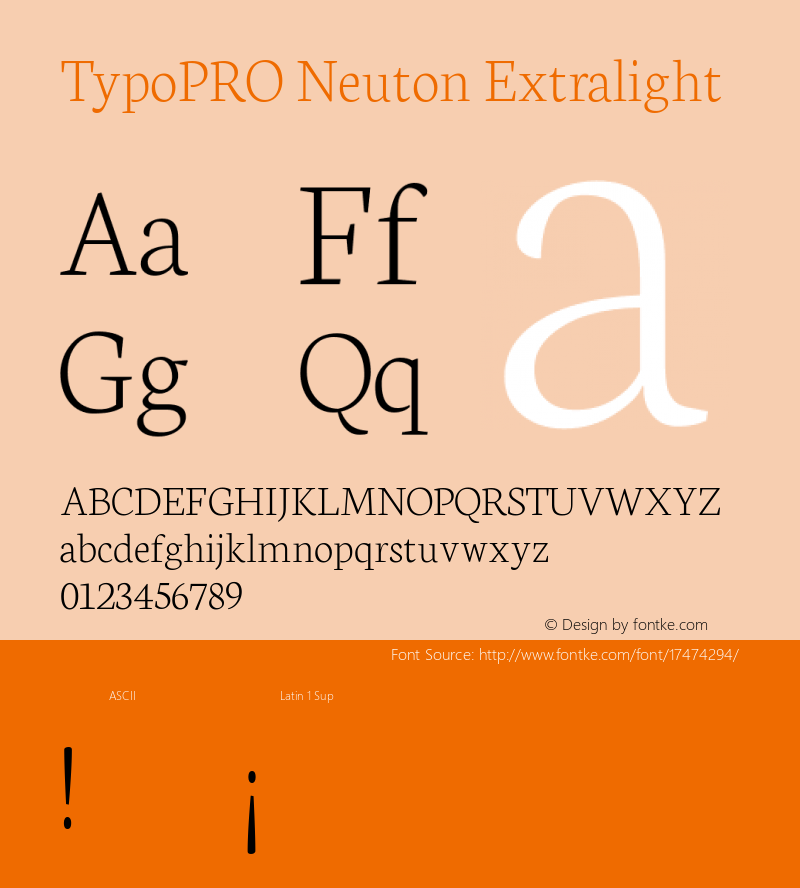 TypoPRO Neuton Extralight Version 1.4 Font Sample