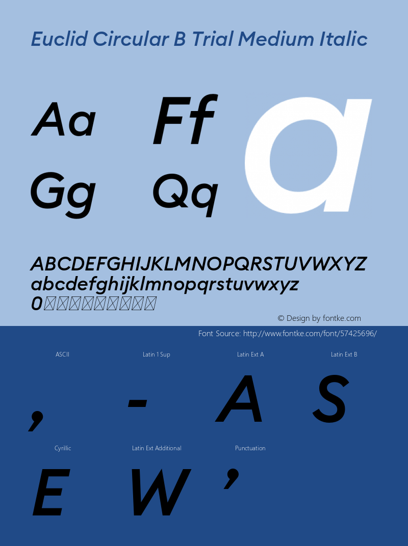 Euclid Circular B Trial Medium Italic Version 3.001 Font Sample