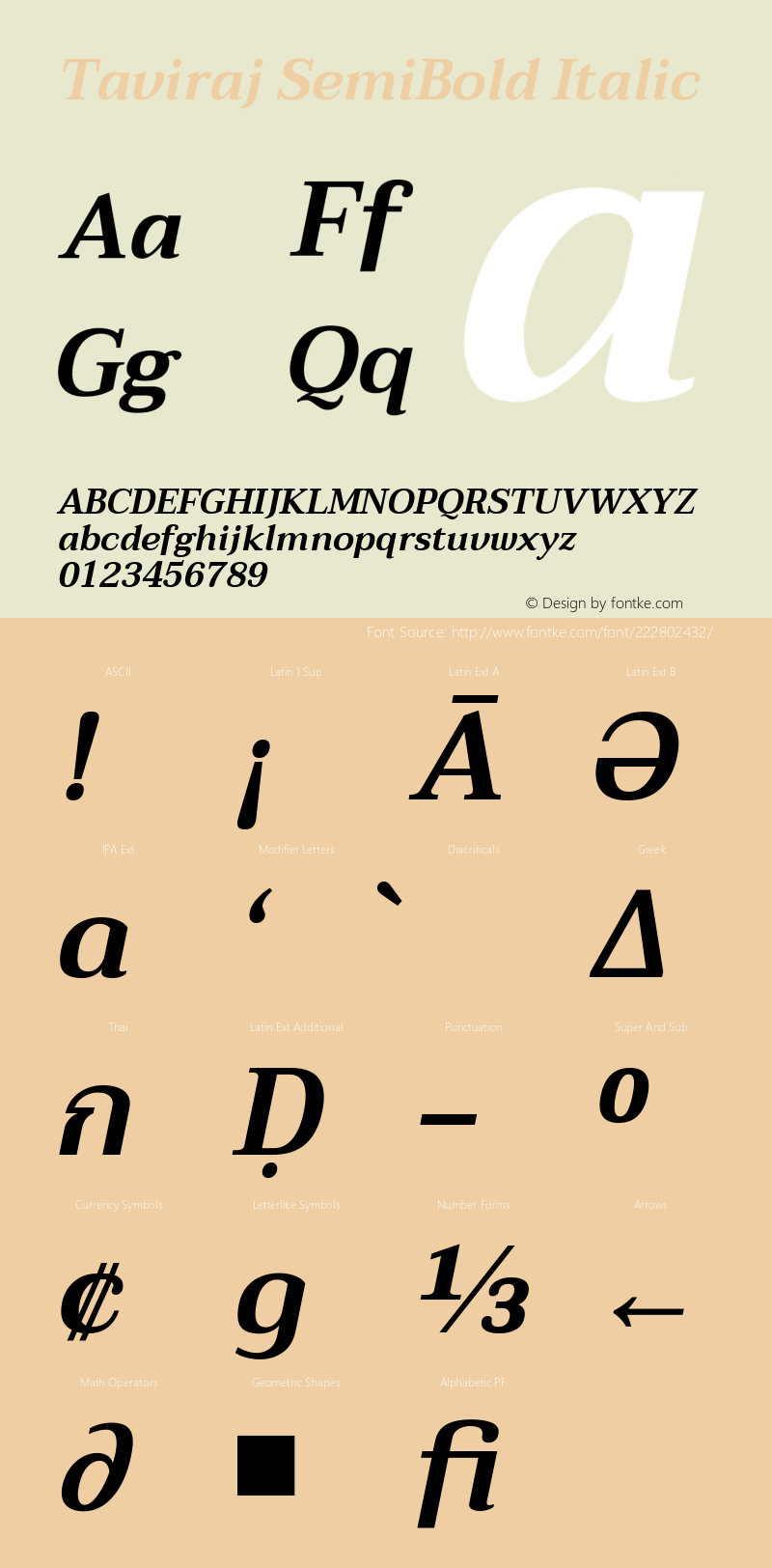 Taviraj SemiBold Italic Version 1.001图片样张