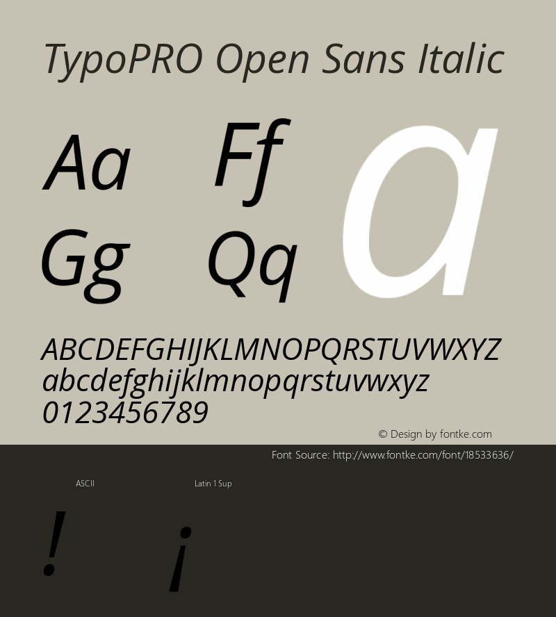 TypoPRO Open Sans Italic Version 1.10 Font Sample