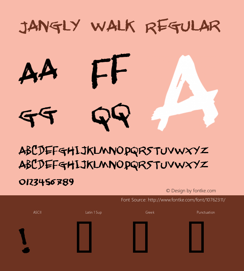 Jangly walk Regular 2 Font Sample