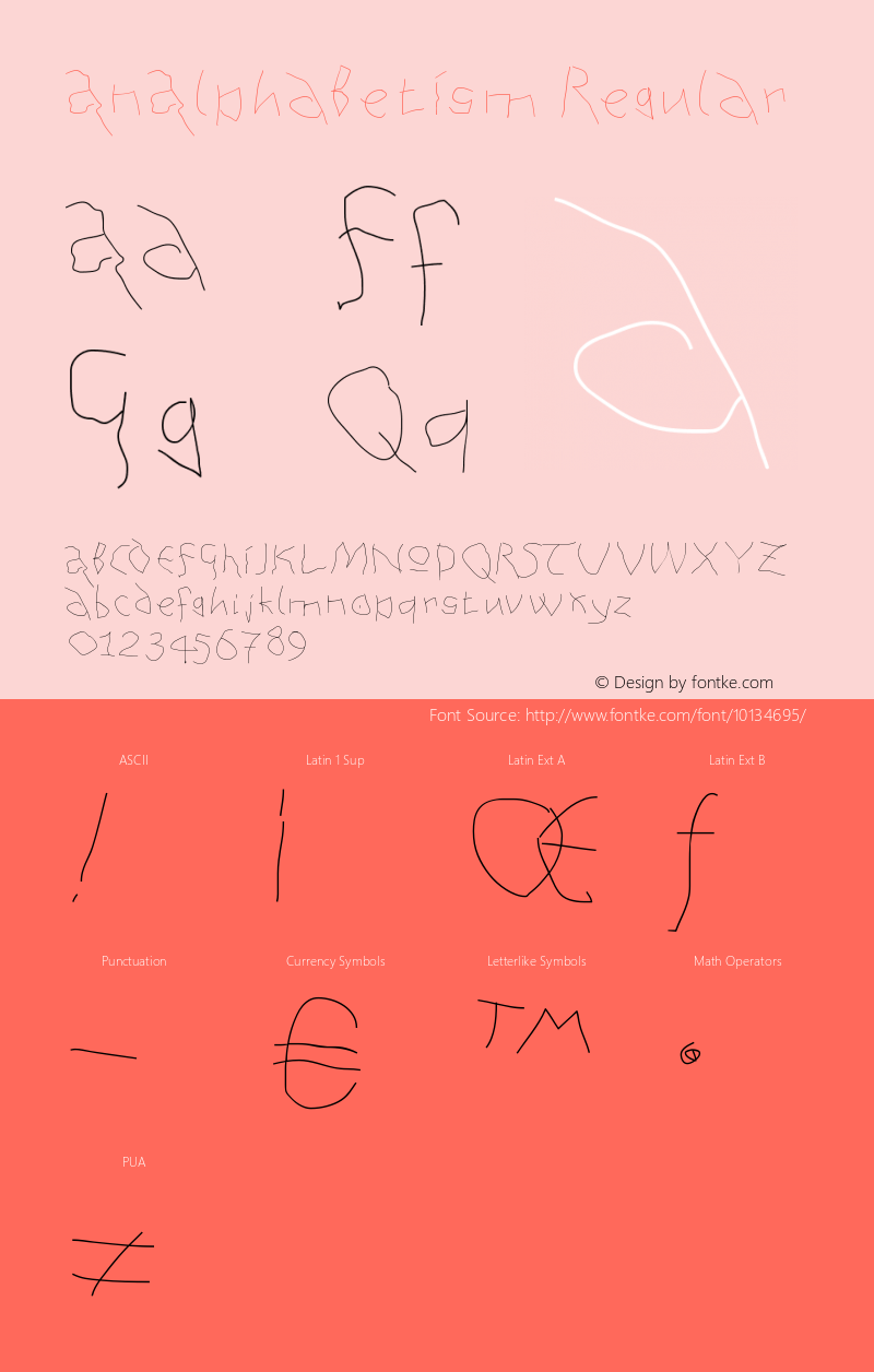 AnAlphaBetIsm Regular 1.0 2003-04-25 Font Sample