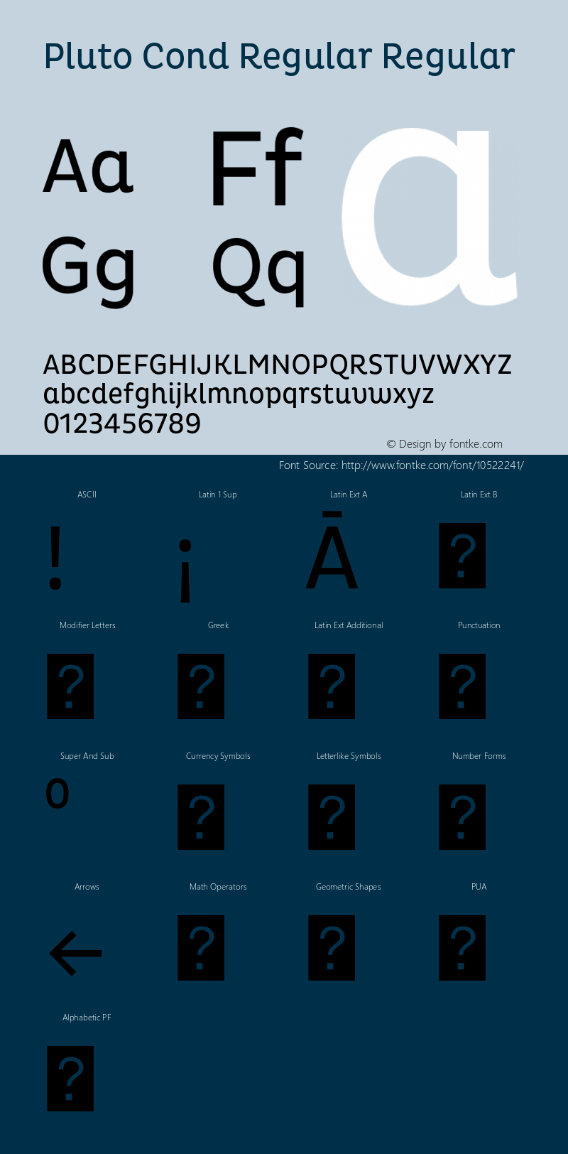 Pluto Cond Regular Regular Version 1.000 Font Sample