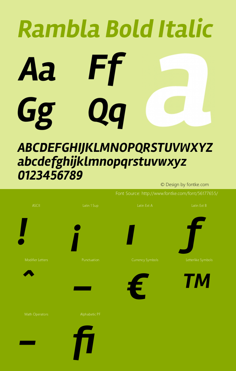 Rambla Bold Italic Version 1.001 Font Sample