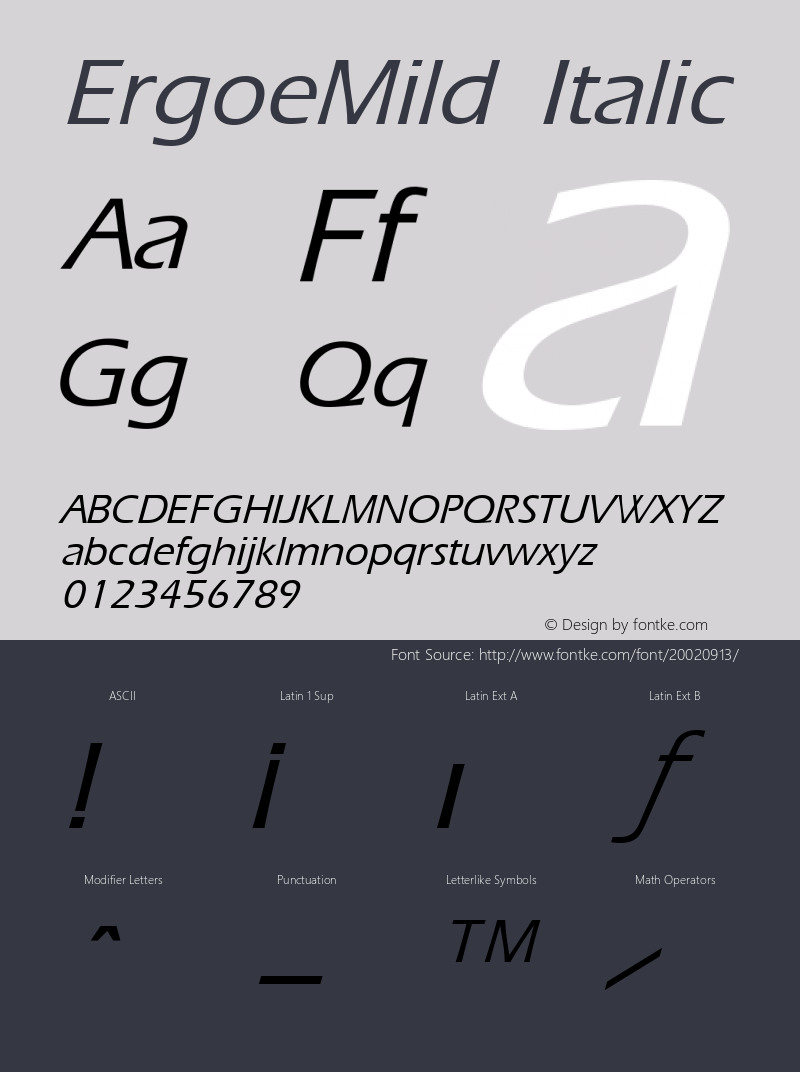 ErgoeMild Italic Altsys Fontographer 3.5  7/9/96 Font Sample