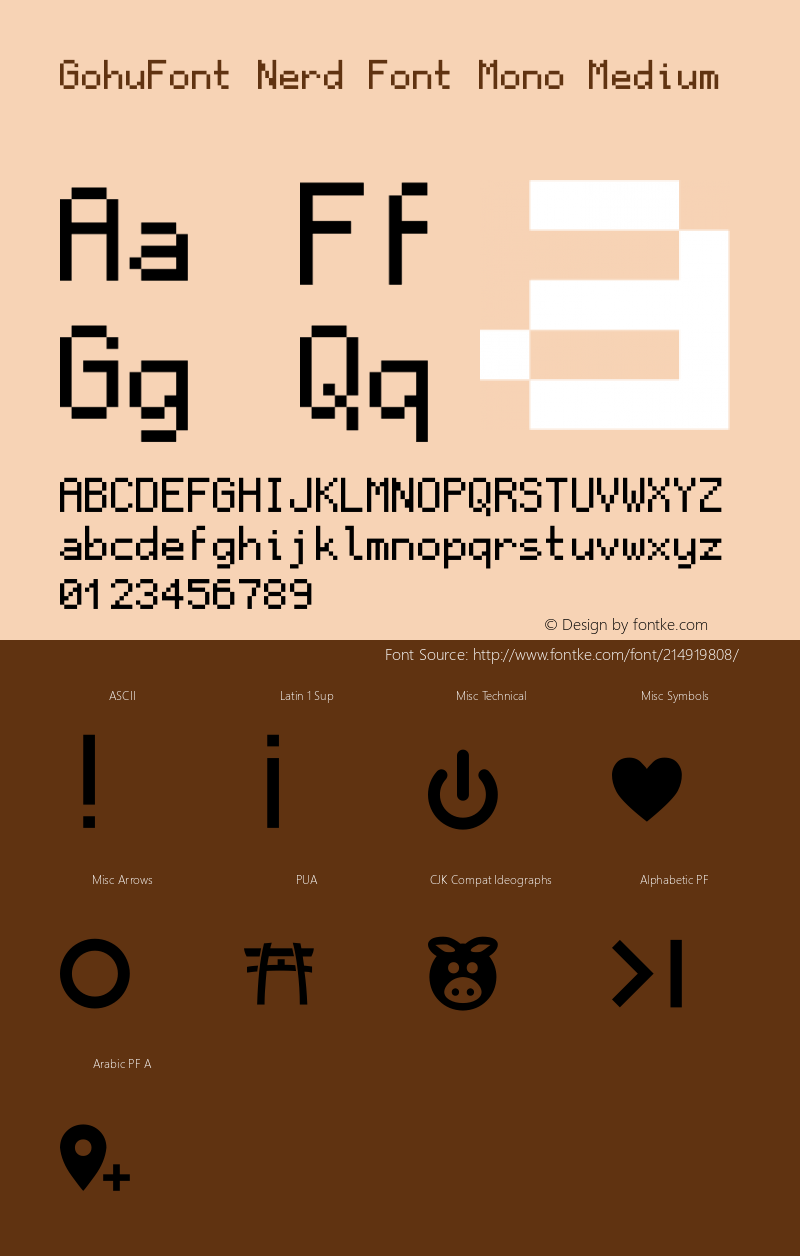 GohuFont Nerd Font Complete Mono Version 001.000;Nerd Fonts 2.1.0图片样张
