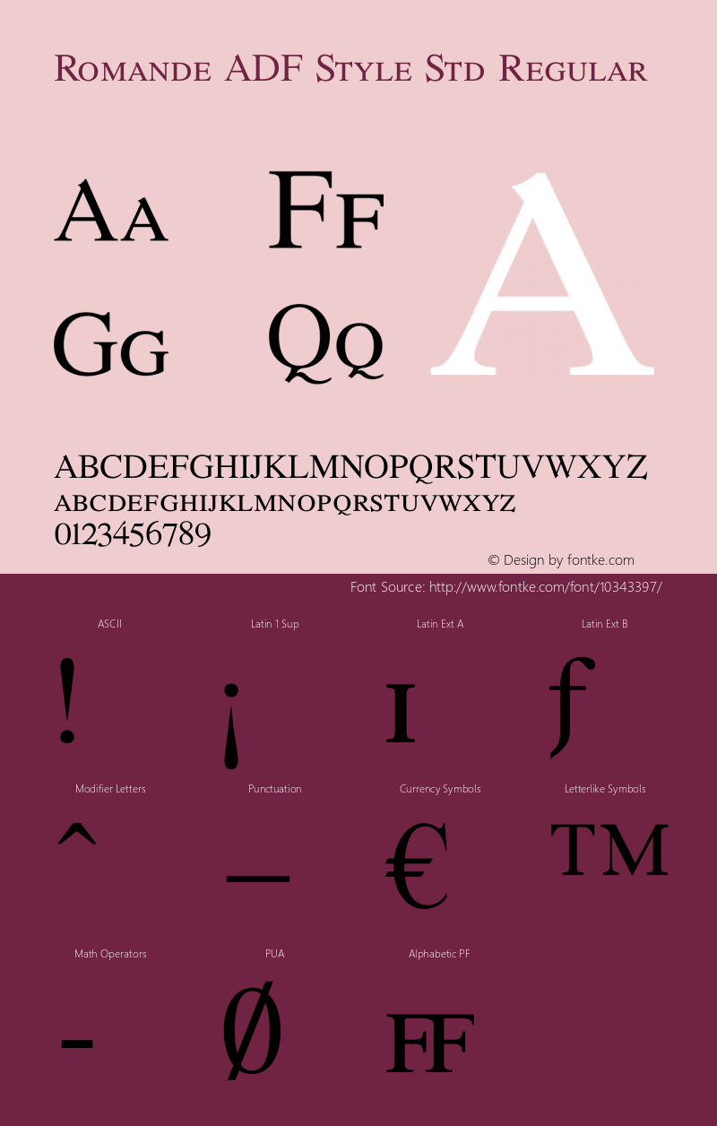 Romande ADF Style Std Regular Version 1.004 Font Sample