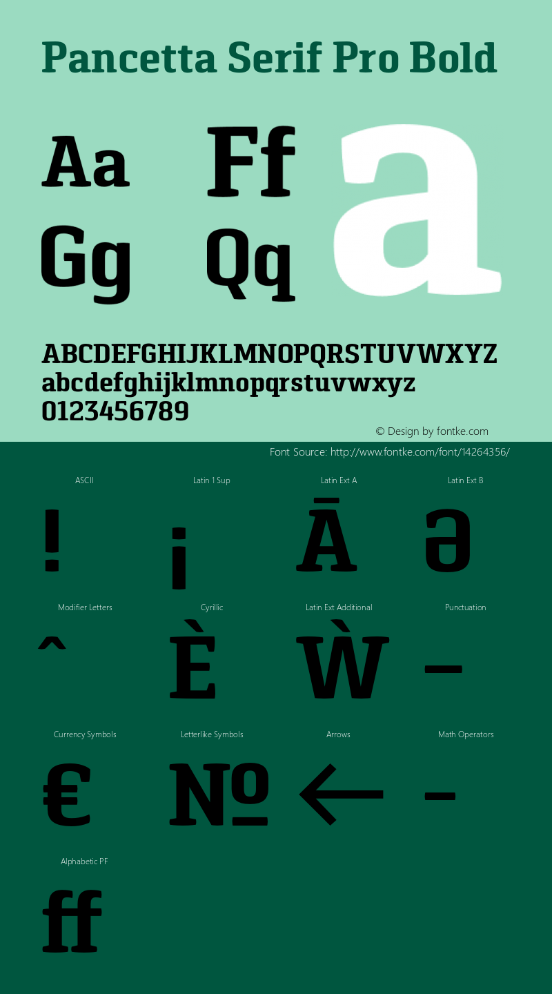 Pancetta Serif Pro Bold Version 001.000 Font Sample