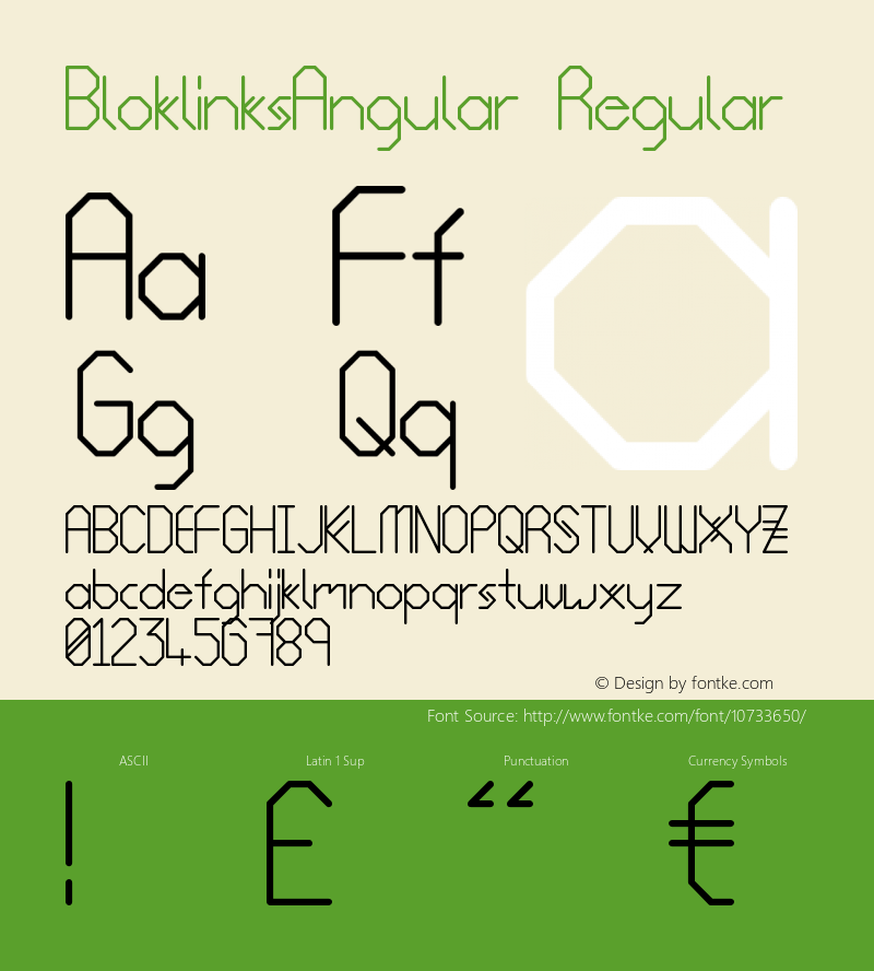 BloklinksAngular Regular Version 1.0 Font Sample