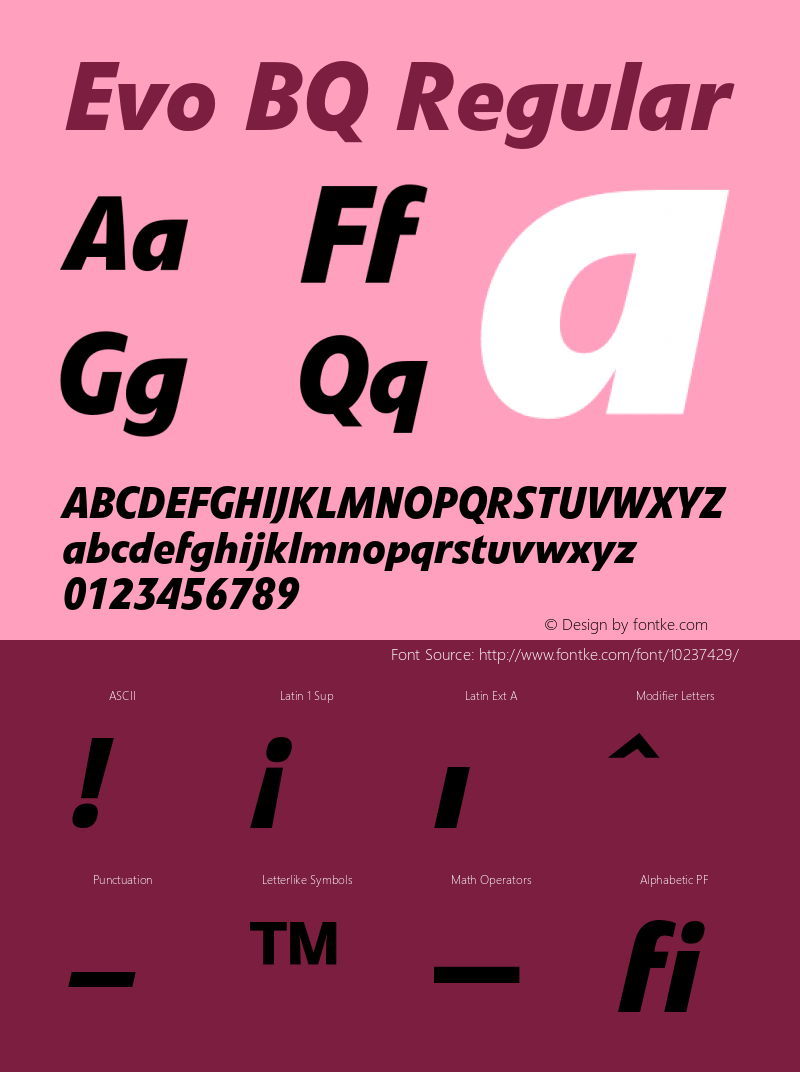 Evo BQ Regular 001.000 Font Sample