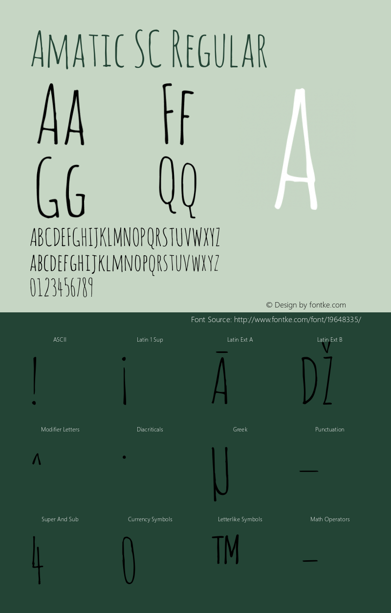 Amatic SC Regular Version 1.001 Font Sample