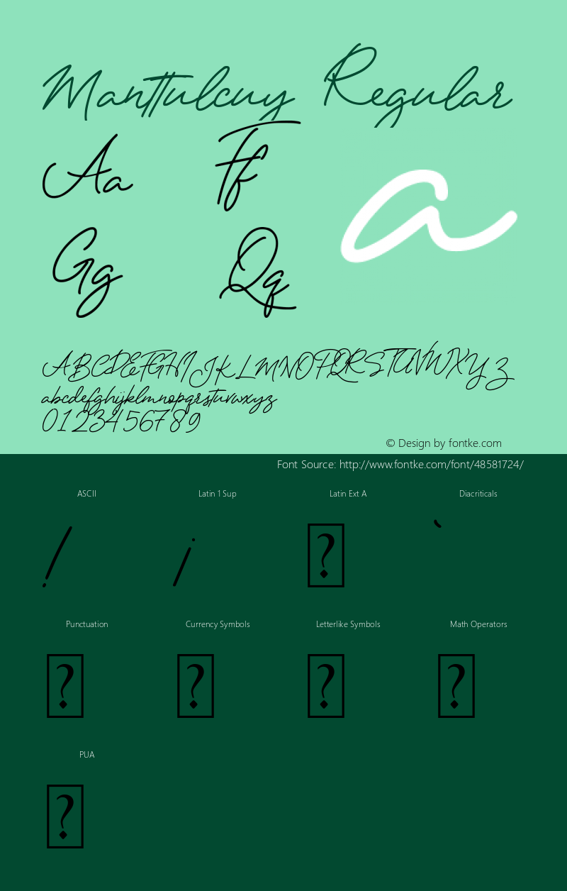 Manttulcuy Version 1.00;December 13, 2019;FontCreator 12.0.0.2547 64-bit Font Sample