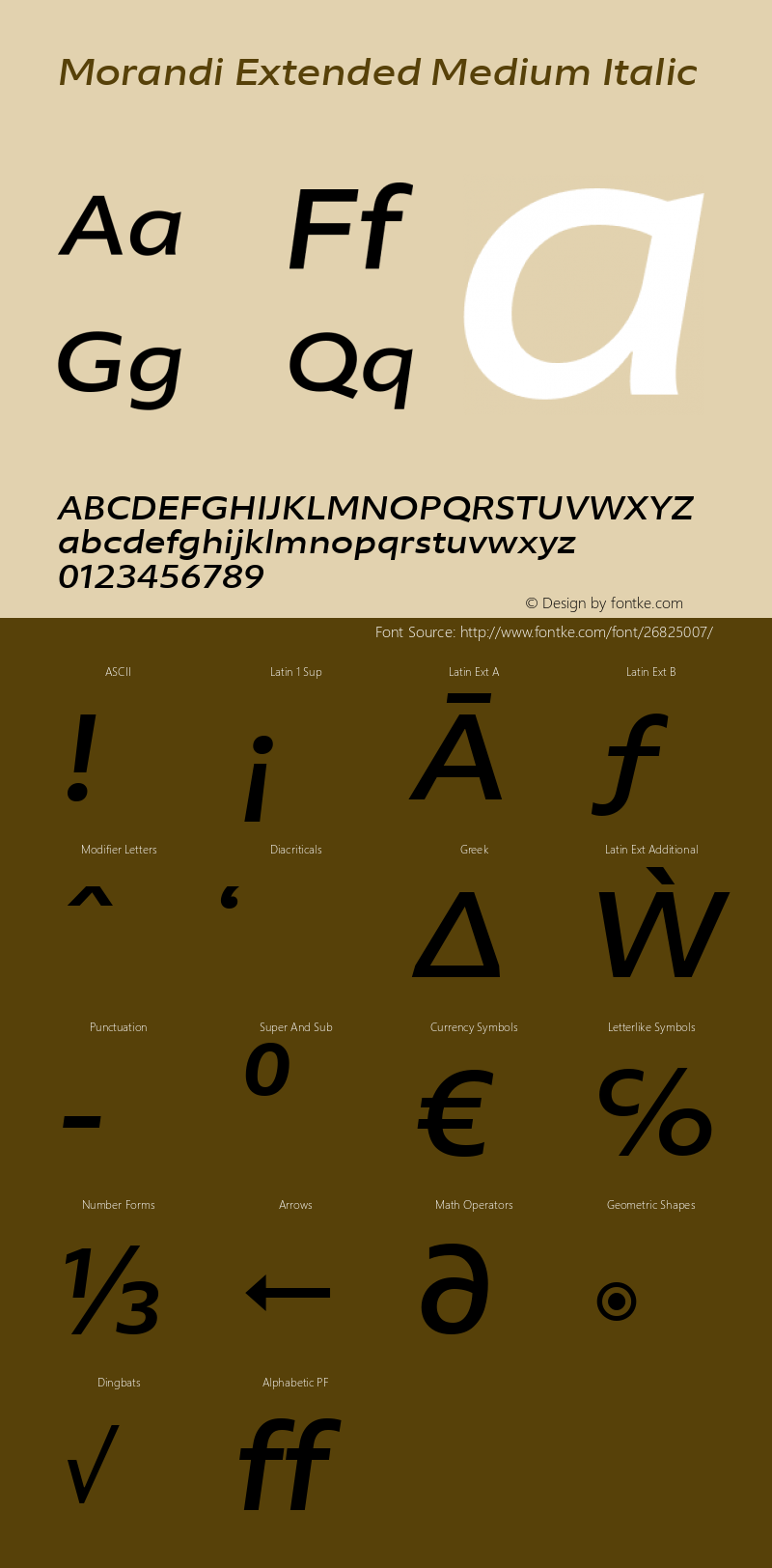 Morandi Ext Medium Italic Version 1.20, build 14, gb1060, s3 Font Sample