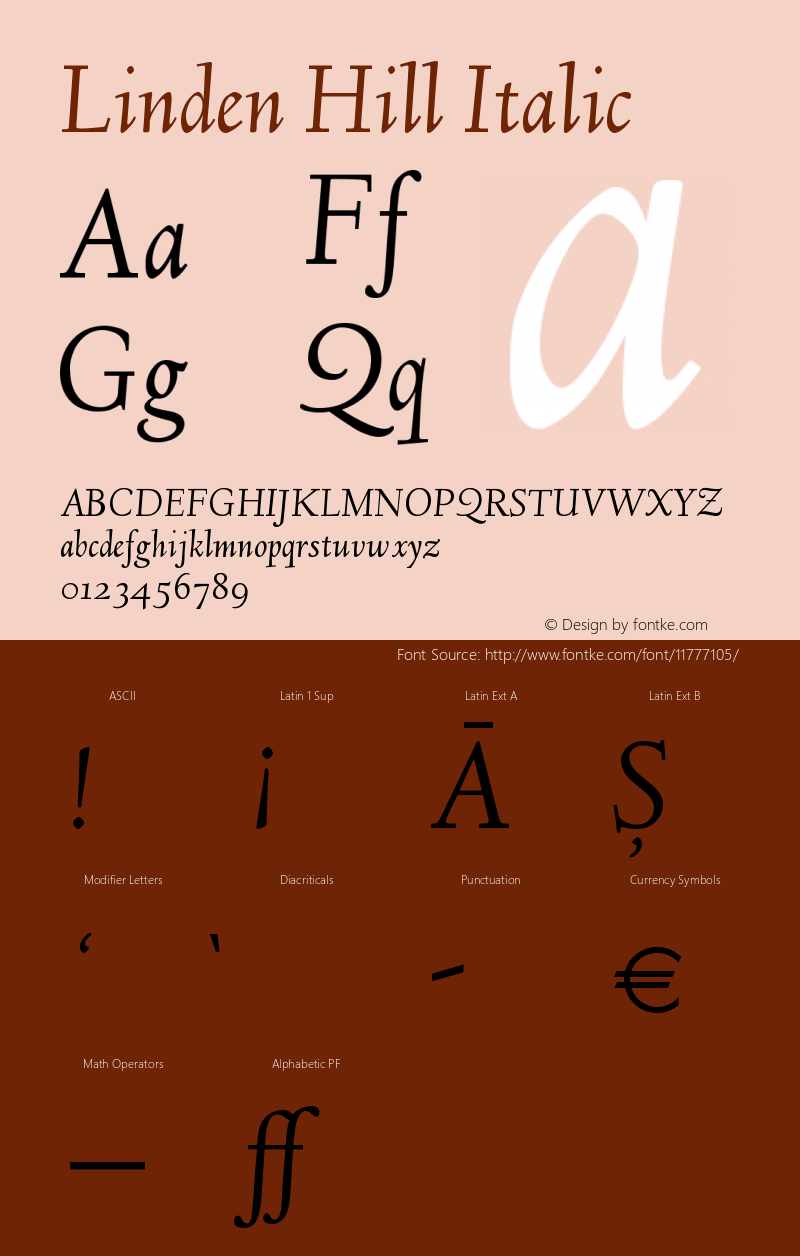 Linden Hill Italic Version 1.201 Font Sample