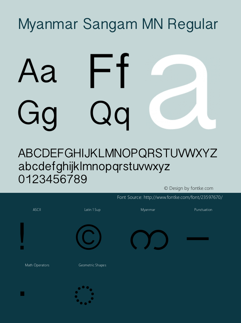 Myanmar Sangam MN Bold 13.0d1e2 Font Sample