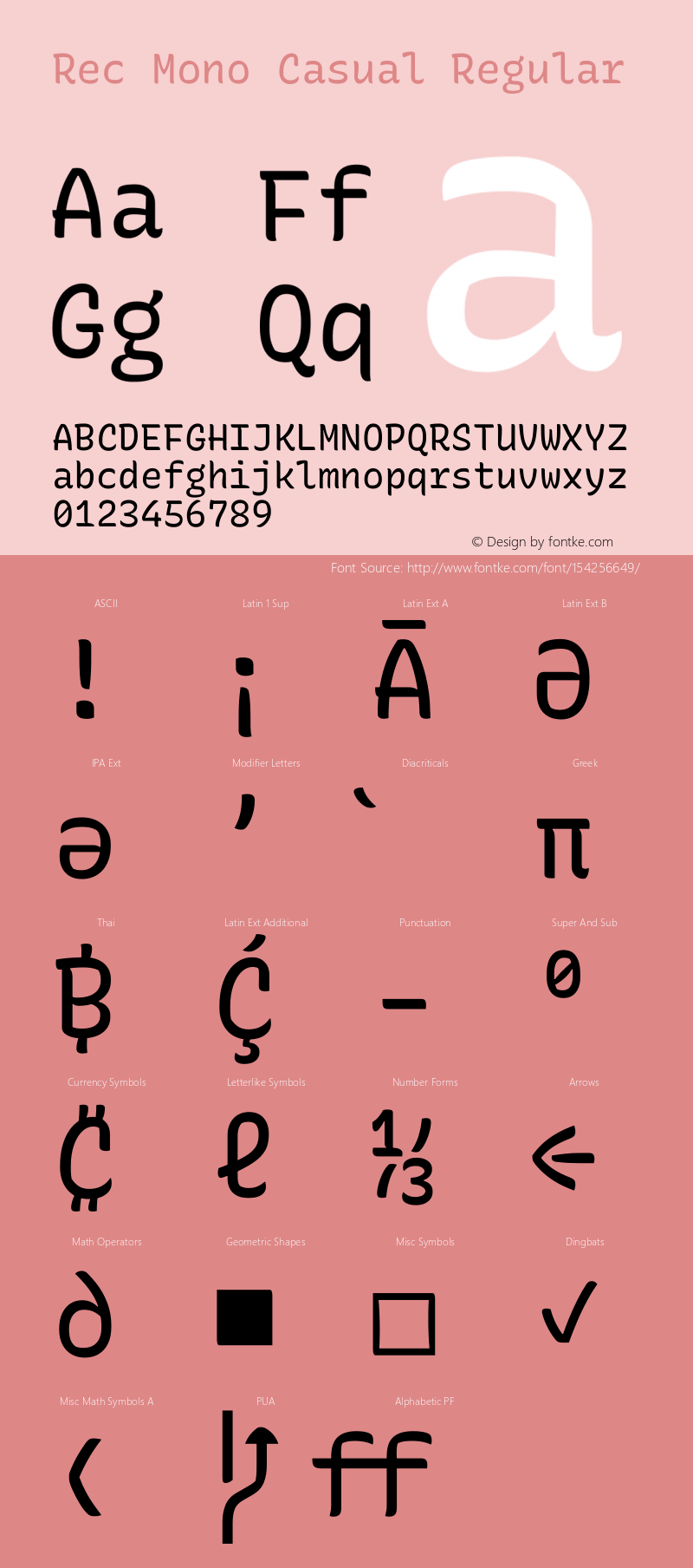 Rec Mono Casual Version 1.066 Font Sample