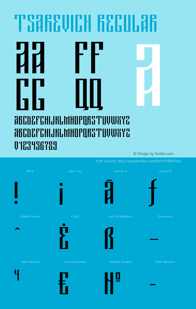 Tsarevich Regular Version 2.000 Font Sample