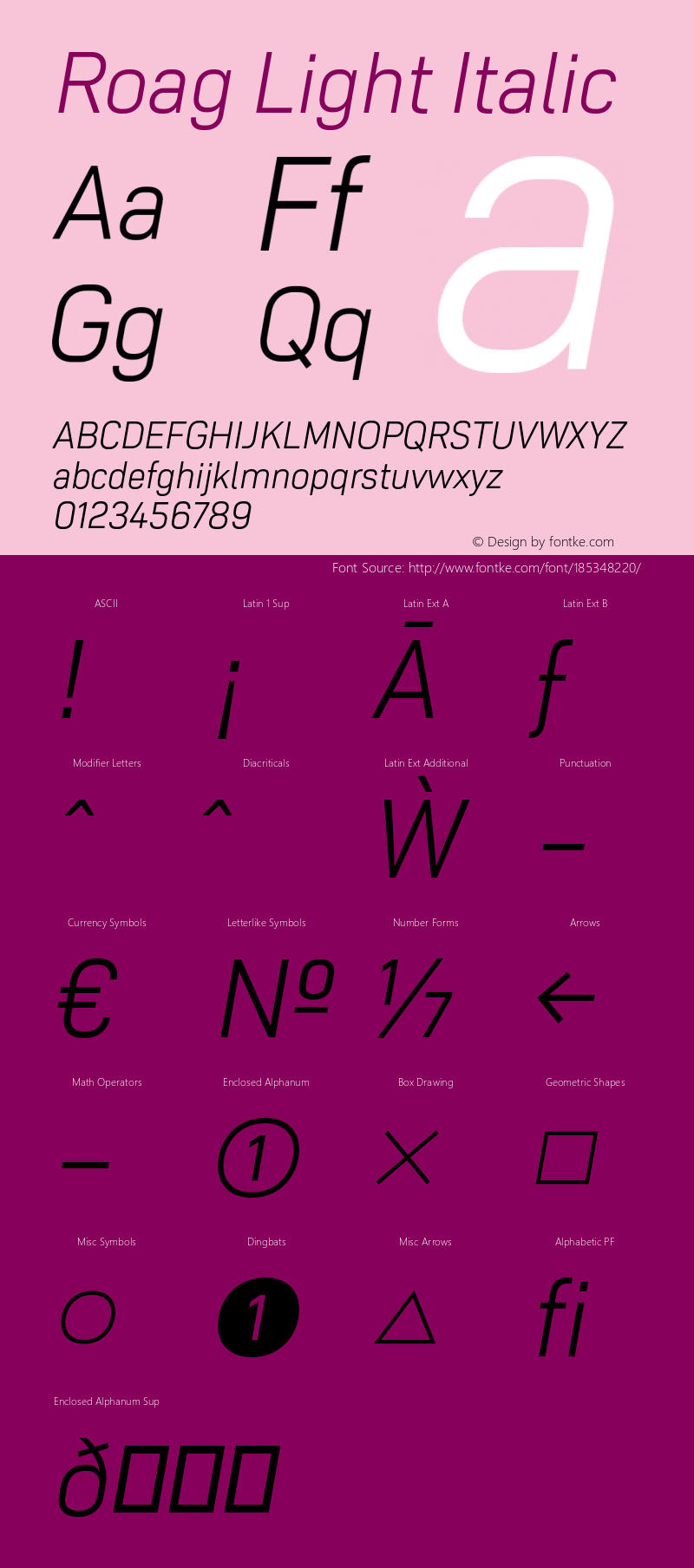 Roag Light Italic Version 001.000 October 2019图片样张