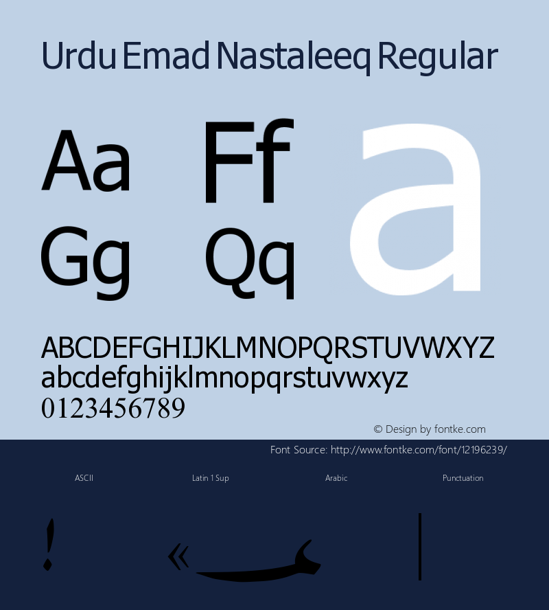 Urdu Emad Nastaleeq Regular Version 2.00 Font Sample