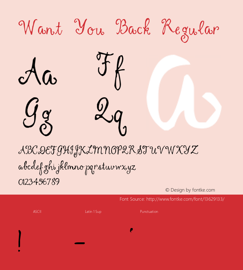 Want You Back Regular Version 1.00 September 21, 2005, initial release Font Sample
