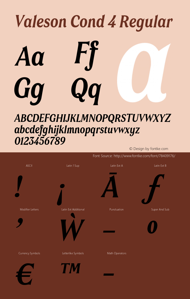 Valeson W05 Cond ExBold Italic Version 1.00 Font Sample