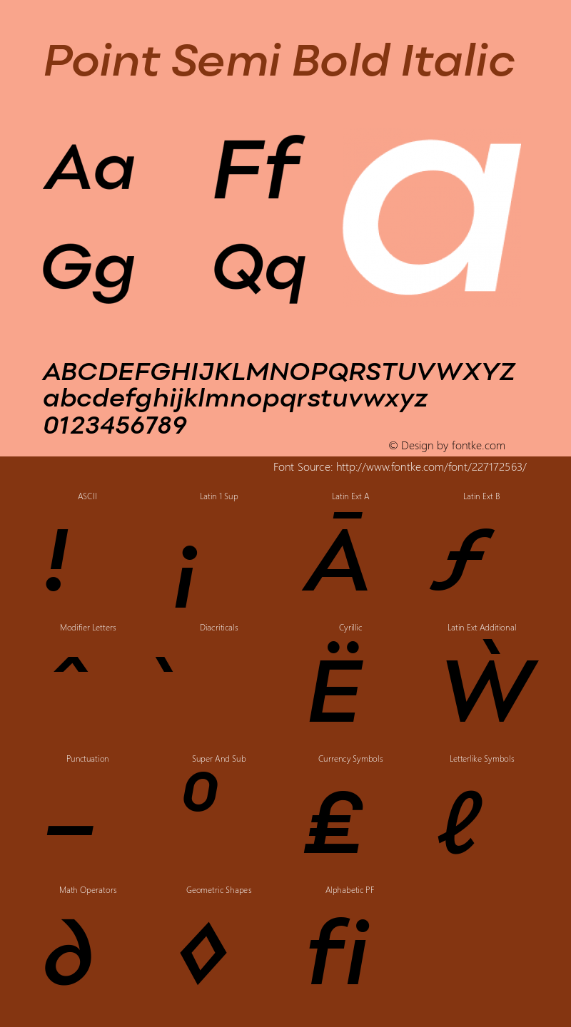 Point Semi Bold Italic Version 1.000;PS 001.000;hotconv 1.0.88;makeotf.lib2.5.64775图片样张