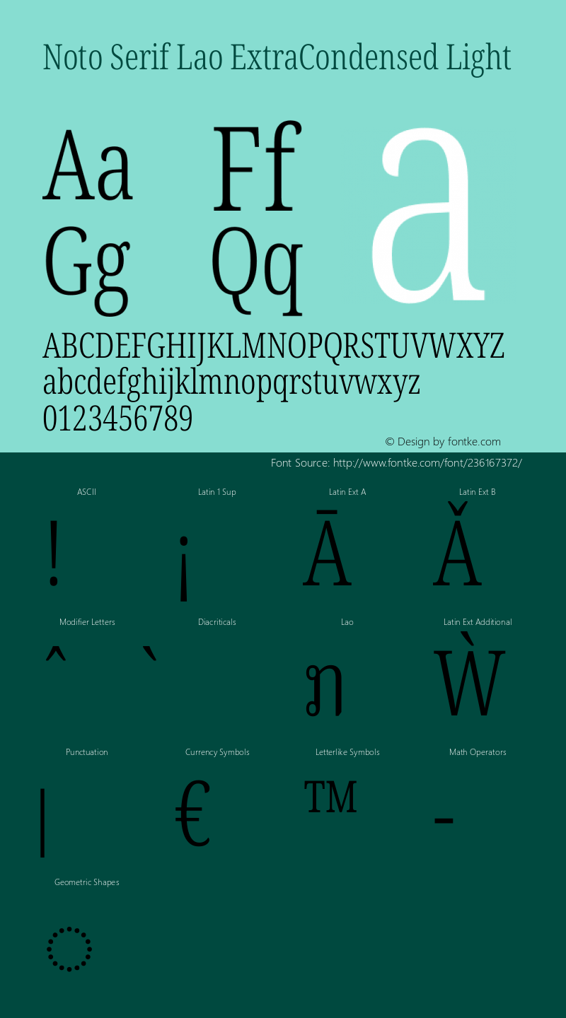 Noto Serif Lao ExtraCondensed Light Version 2.002图片样张