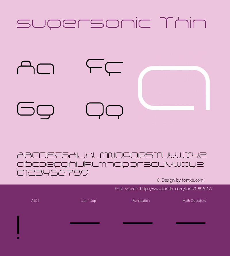 supersonic Thin Macromedia Fontographer 4.1.5 07.10.2001 Font Sample