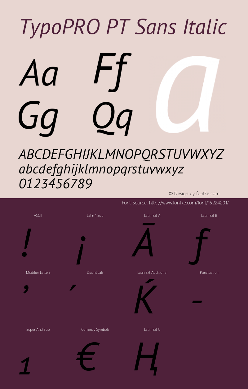 TypoPRO PT Sans Italic Version 2.005 Font Sample