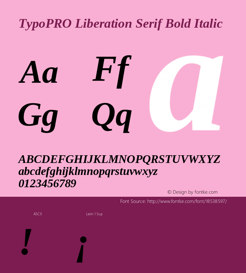 TypoPRO Liberation Serif Bold Italic Version 2.00.1 Font Sample