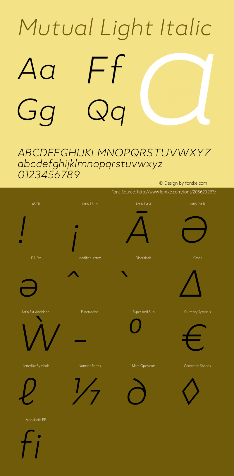 Mutual Light Italic Version 1.00图片样张