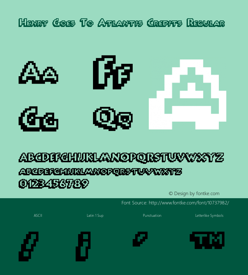 Henry Goes To Atlantis Credits Regular Version 1.0 Font Sample