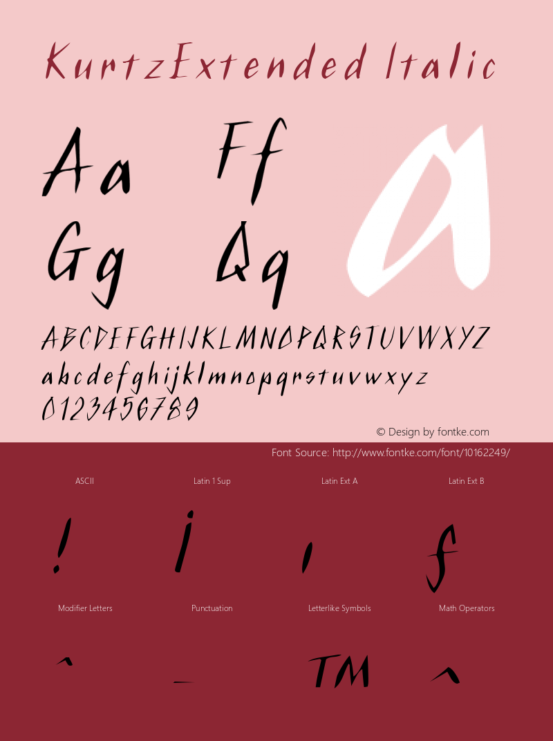 KurtzExtended Italic Rev. 003.000 Font Sample