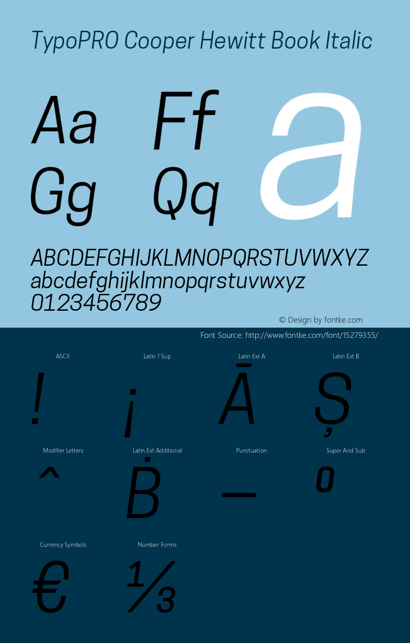 TypoPRO Cooper Hewitt Book Italic 1.000 Font Sample