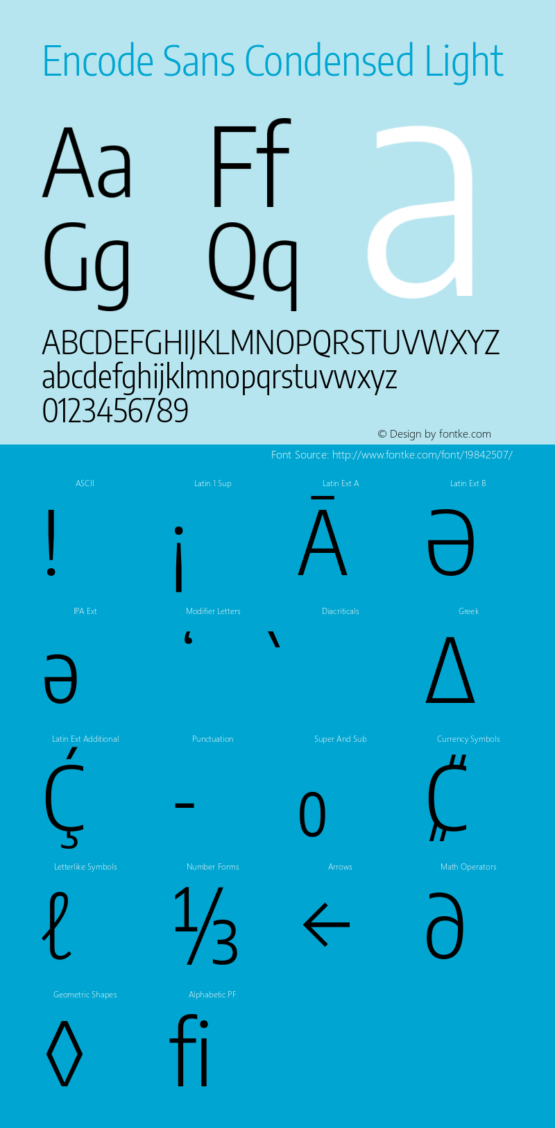 Encode Sans Condensed Light Version 2.000 Font Sample