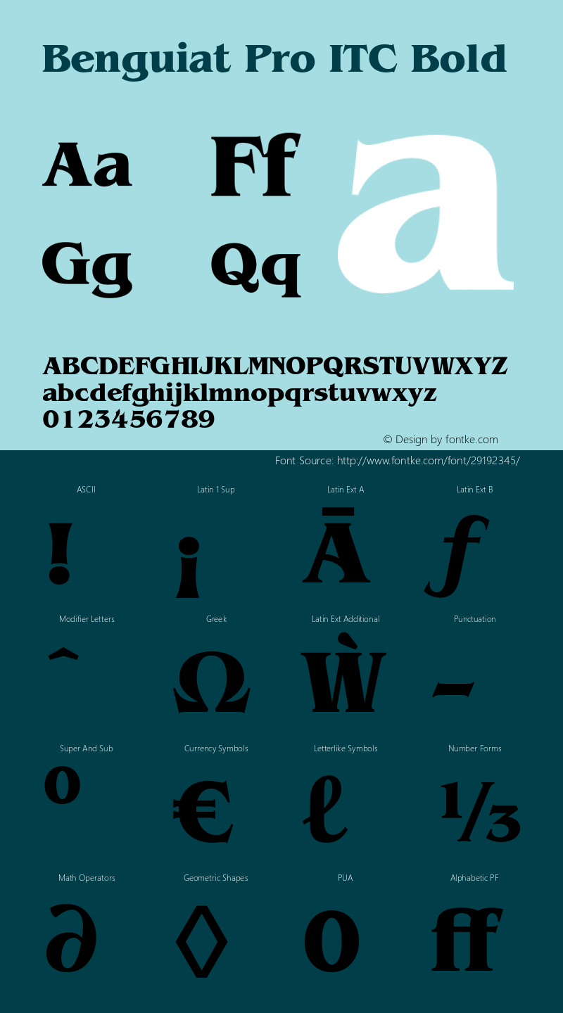 BenguiatProITC-Bold Version 1.00 Font Sample