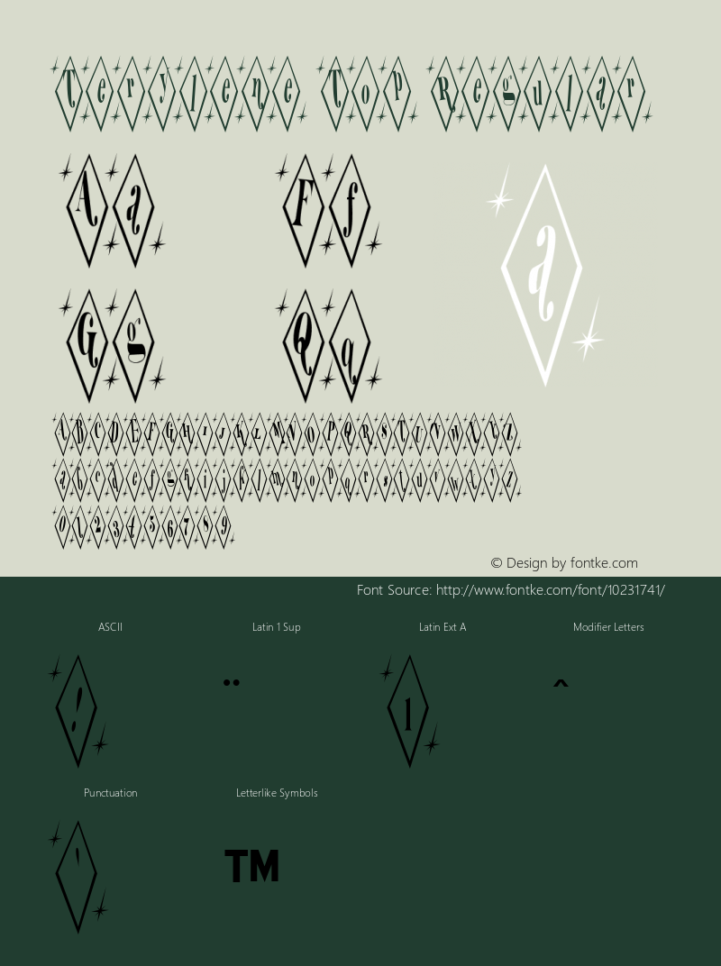 Terylene Top Regular Version 2.100 2004 Font Sample