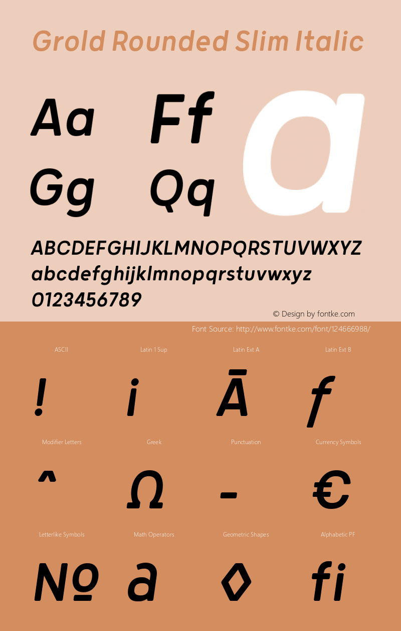 Grold Rounded Slim Italic 1.000 Font Sample