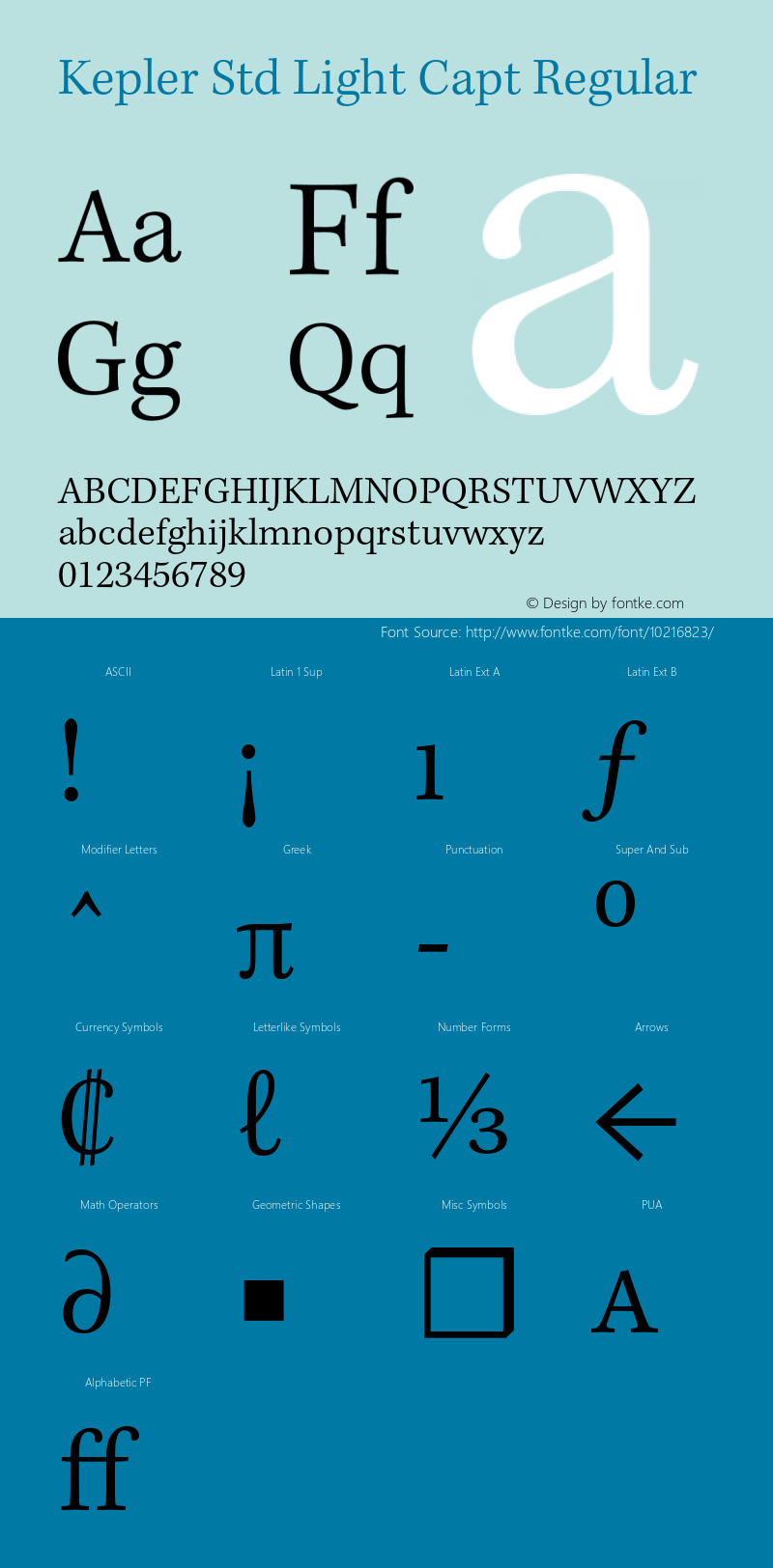 Kepler Std Light Capt Regular Version 2.020;PS 2.000;hotconv 1.0.51;makeotf.lib2.0.18671 Font Sample