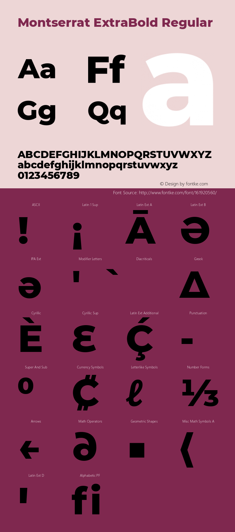 Montserrat ExtraBold Version 7.200 Font Sample