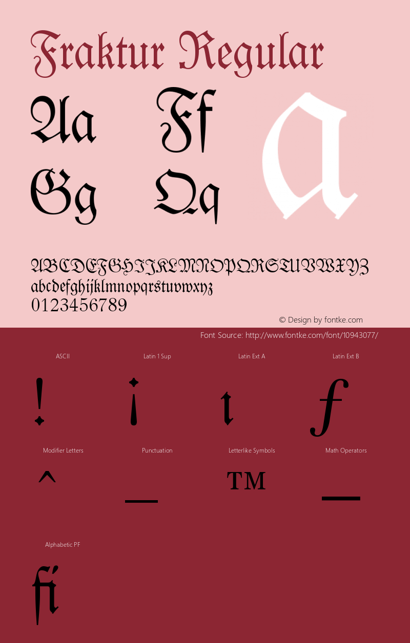 Fraktur Regular Version 003.001 Font Sample